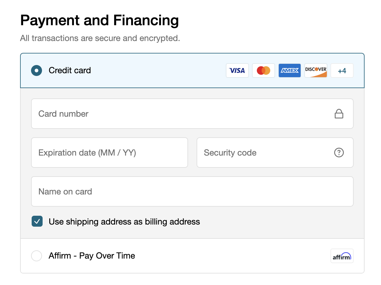 Using Affirm For Your Payment Method At Checkout